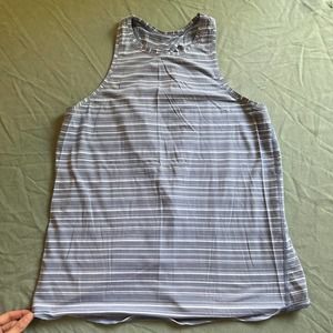 Lululemon Blue + White Stripes Split Back Open Tank L